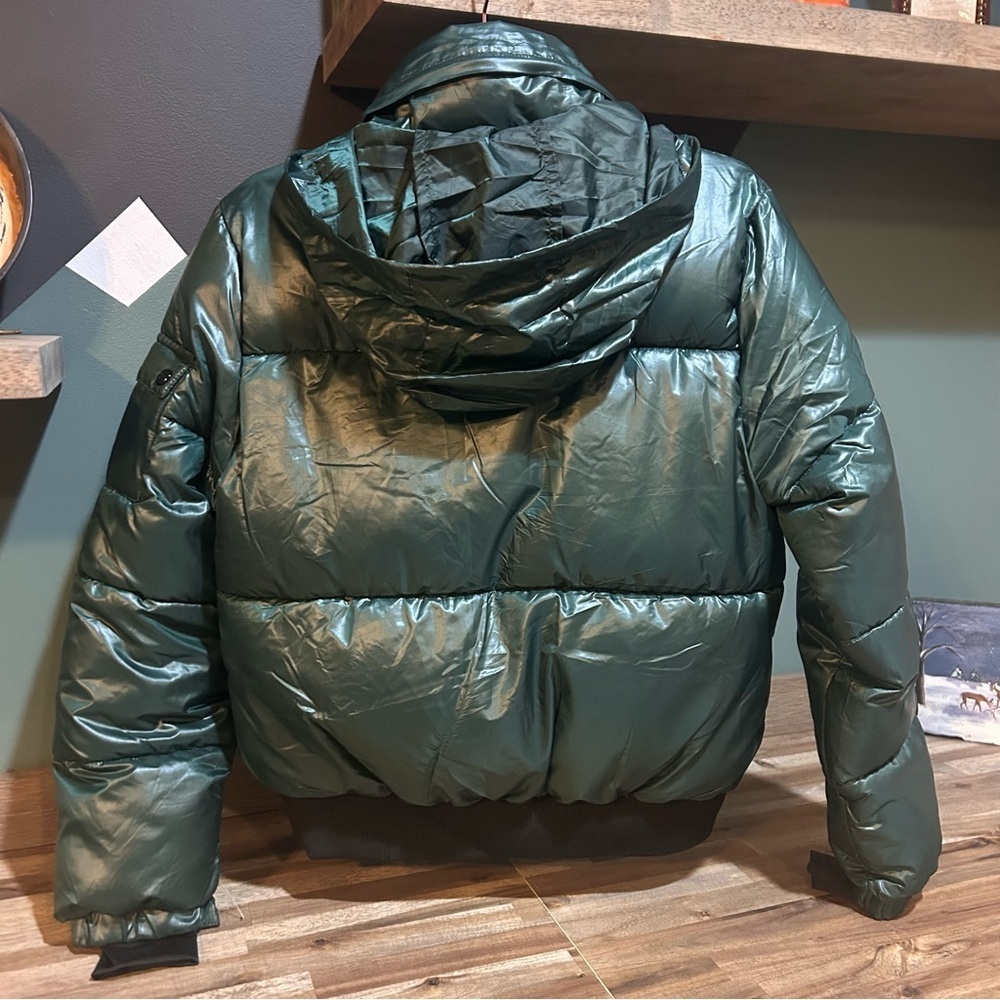 NWoT Madden Girl Hunter Green Puffer Bomber Jacket XS | Cozy Ribbed Bubble Coat - Picture 4 of 9